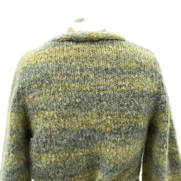 Cotton On Striped Knit Faux Wrap Crop Cardigan Sweater Green Marled Soft Women S - Picture 10 of 11